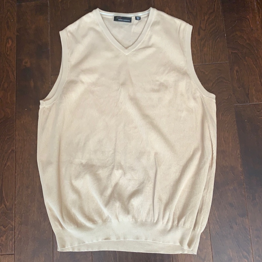 Greg Norman Tan V-neck Sweater Vest 2XLT